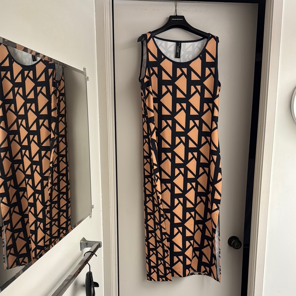 New Kini Zamora Geometric mongram Sleeveless Dress XL